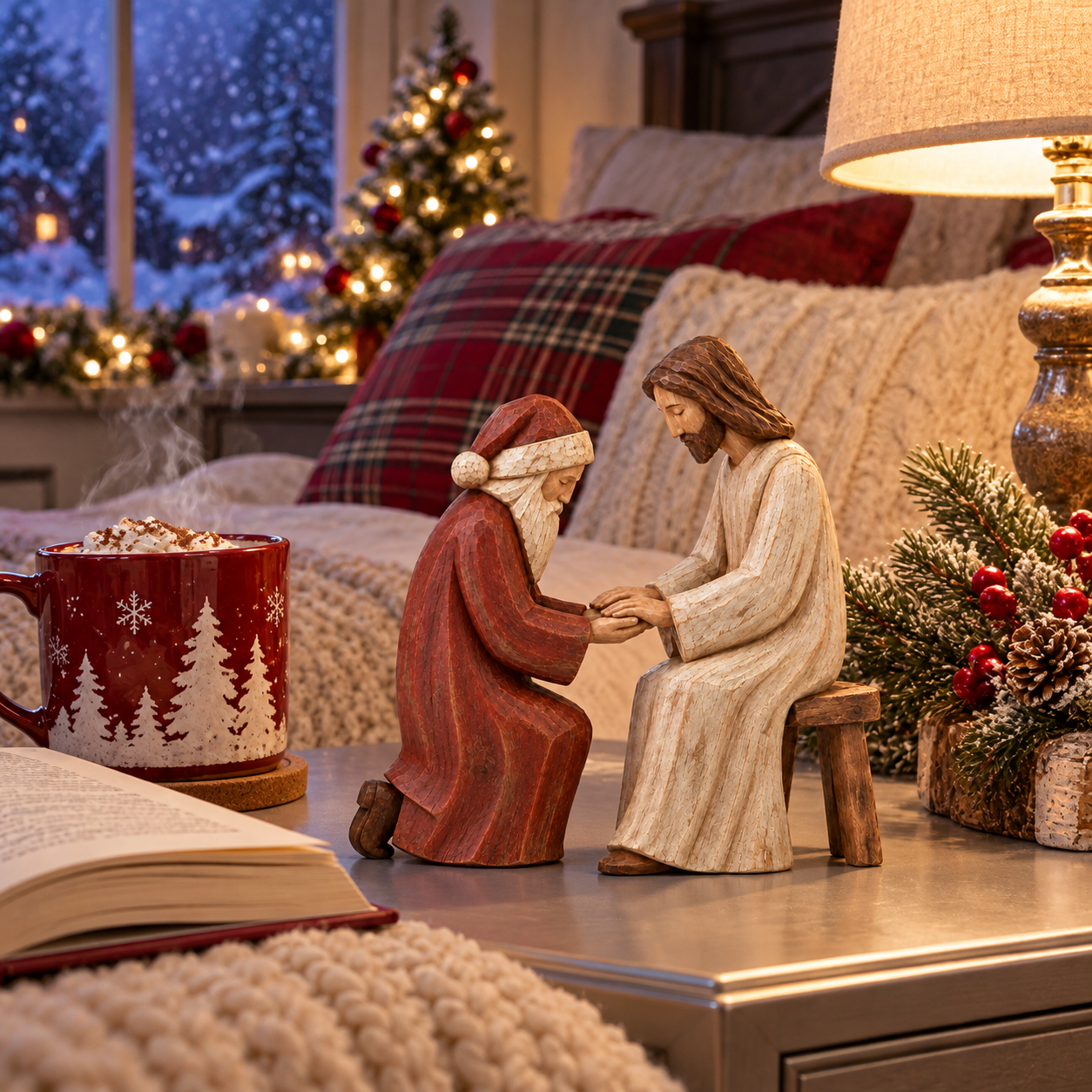 Held in Grace — Santa & Jesus Figurine Set