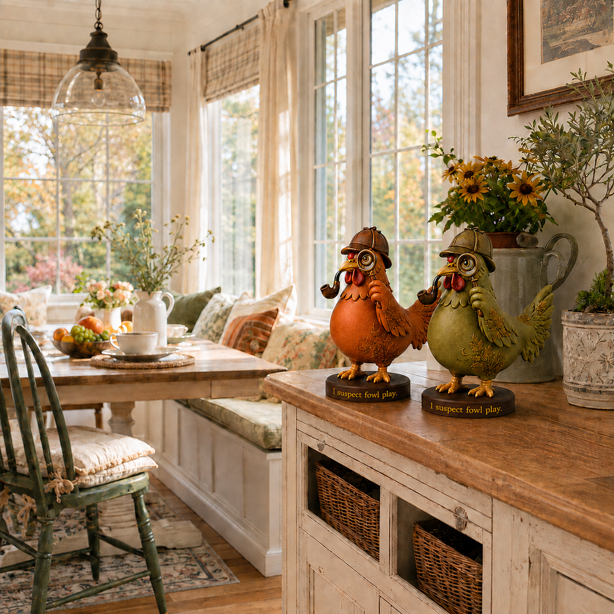 Detective Chicken Figurine – Fall & Halloween Tabletop Décor