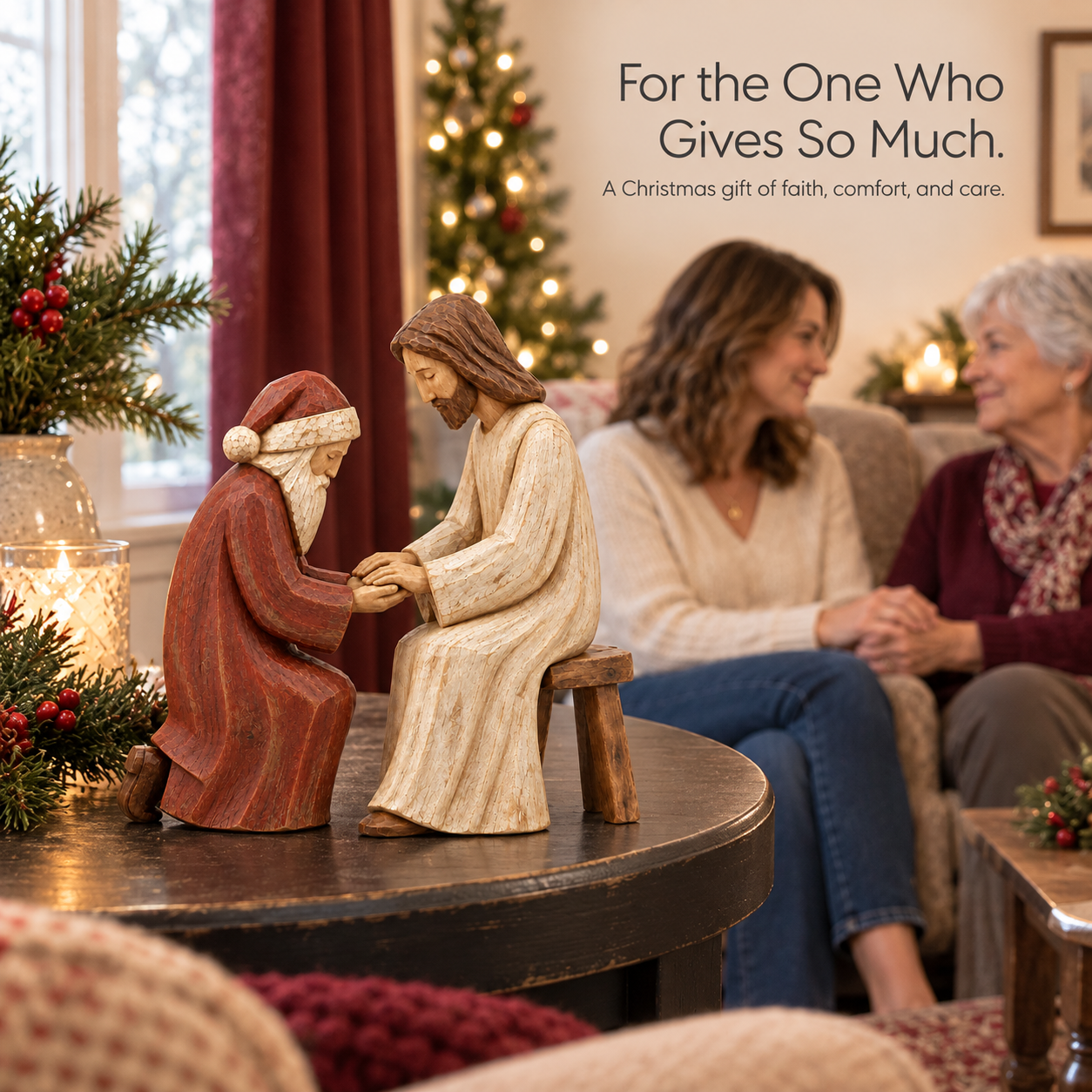 Held in Grace — Santa & Jesus Figurine Set