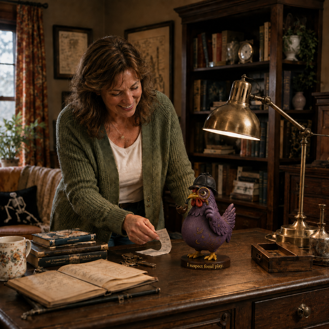 Detective Chicken Figurine – Fall & Halloween Tabletop Décor