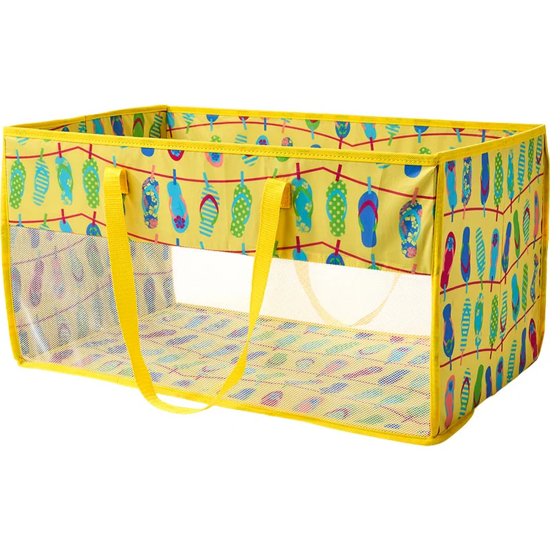 Home Storage Tote Bin with Mesh - Flip Flop or Shell Print
