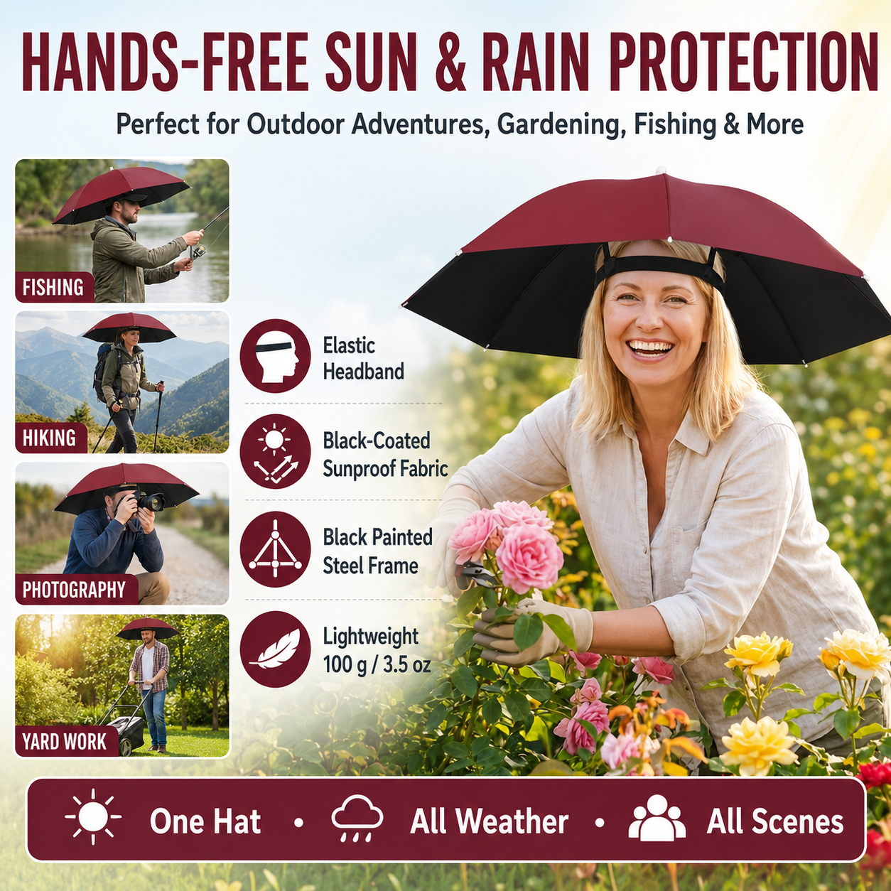 Outdoor Sun And Rain Umbrella Hat, Headwear Design