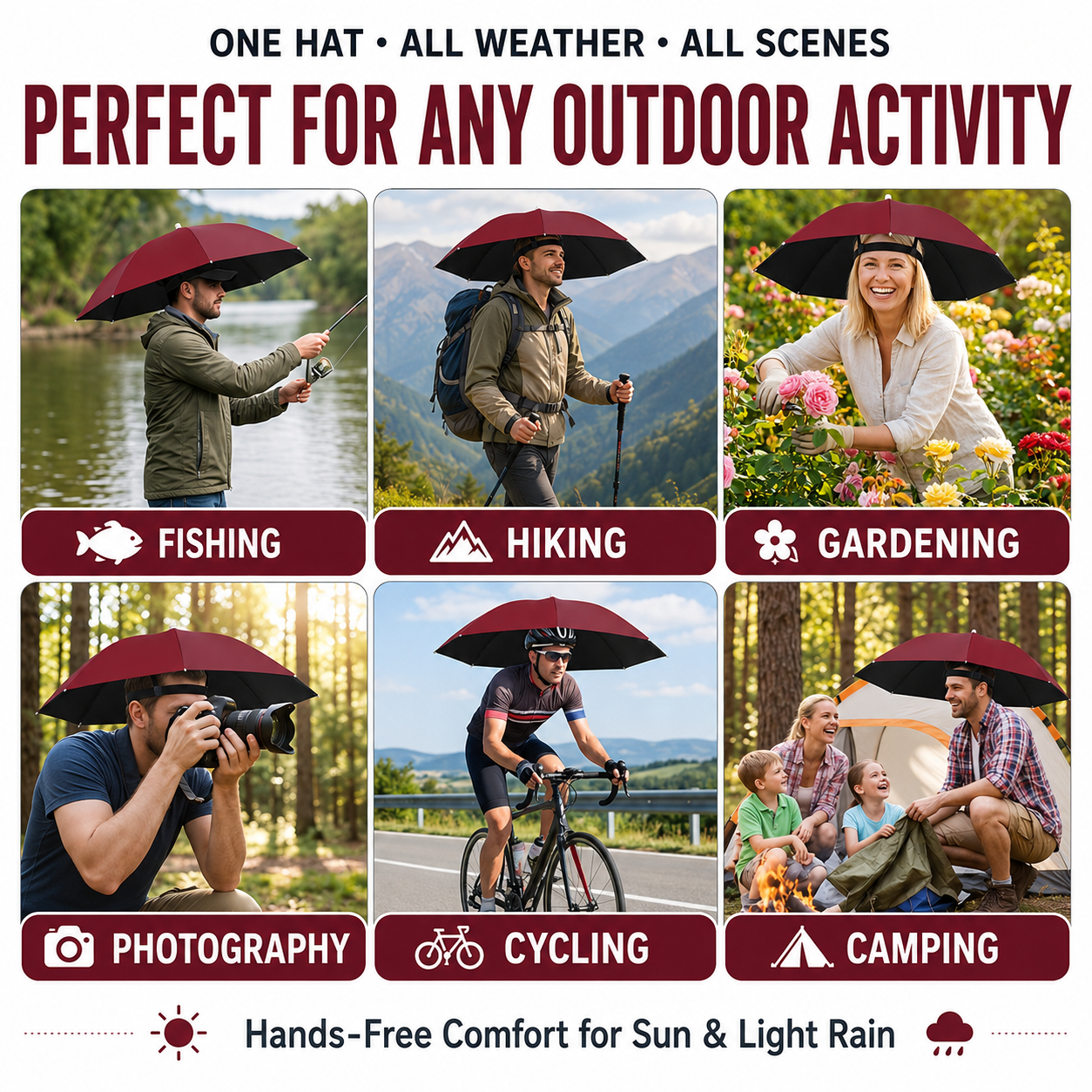 Outdoor Sun And Rain Umbrella Hat, Headwear Design