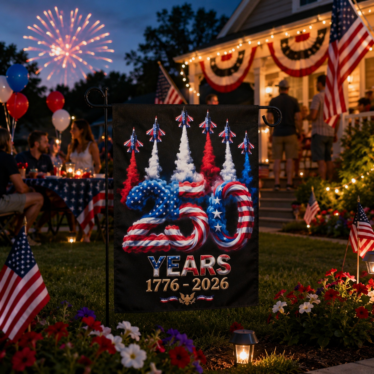 American Decor Patriotic Garden Flags for Independence Day – Party Decorations and Commemorative 250th Anniversary Supplies (1776–2026)
