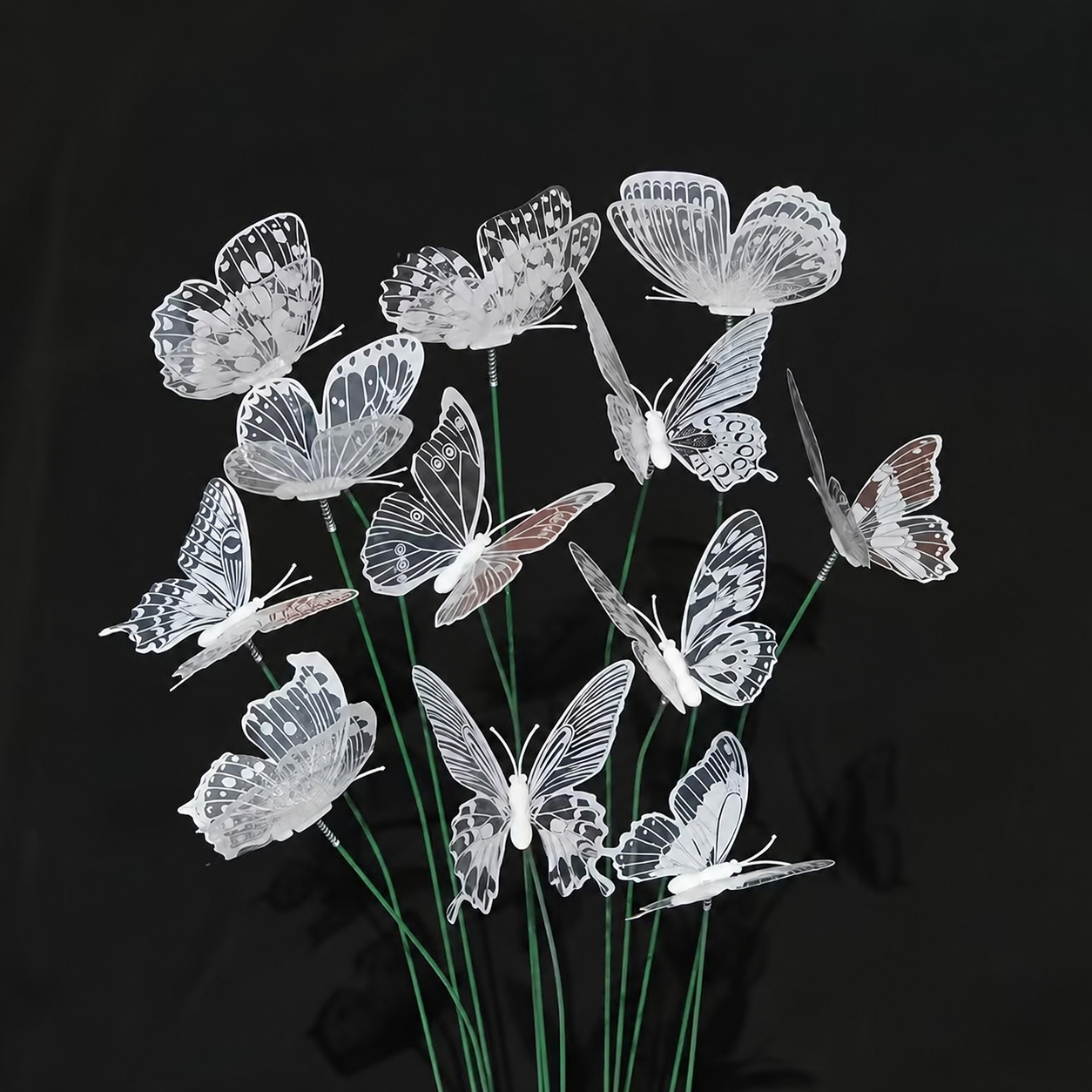 [3D] 10pcs Random Style 3D PVC Simulation Butterflies with Bendable Wire Stem – Garden Stakes for Planters, Flower Pots & Outdoor Decoration