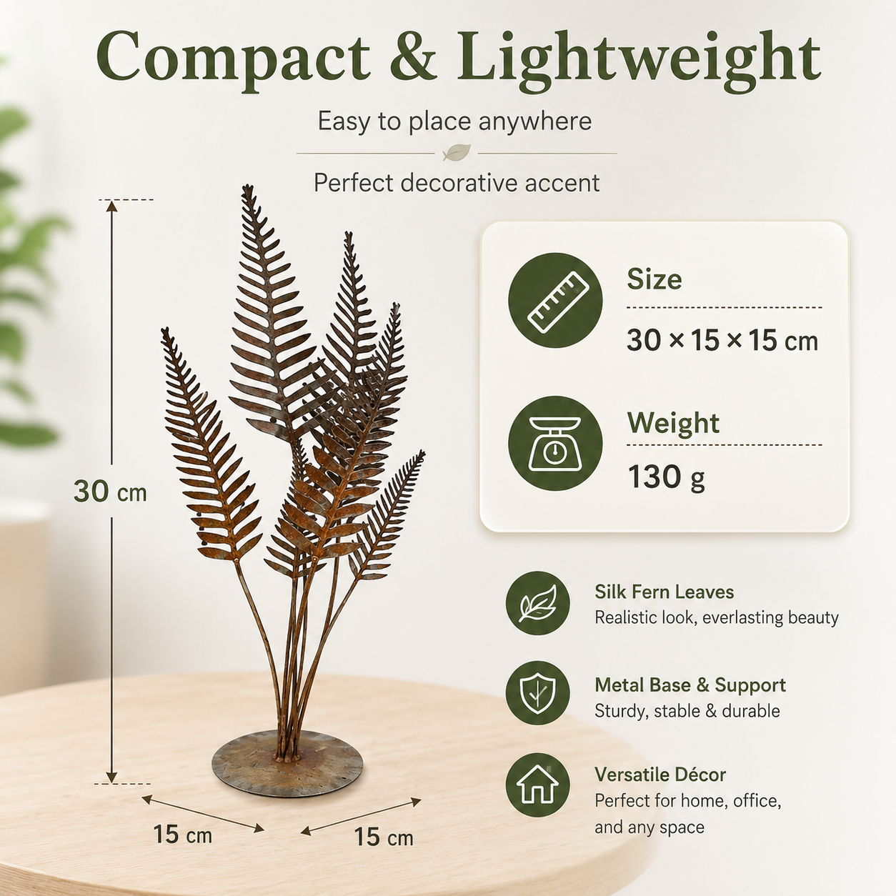1pc of Rustic Rusty Metal Fern Leaf Sculpture (Silk Material)