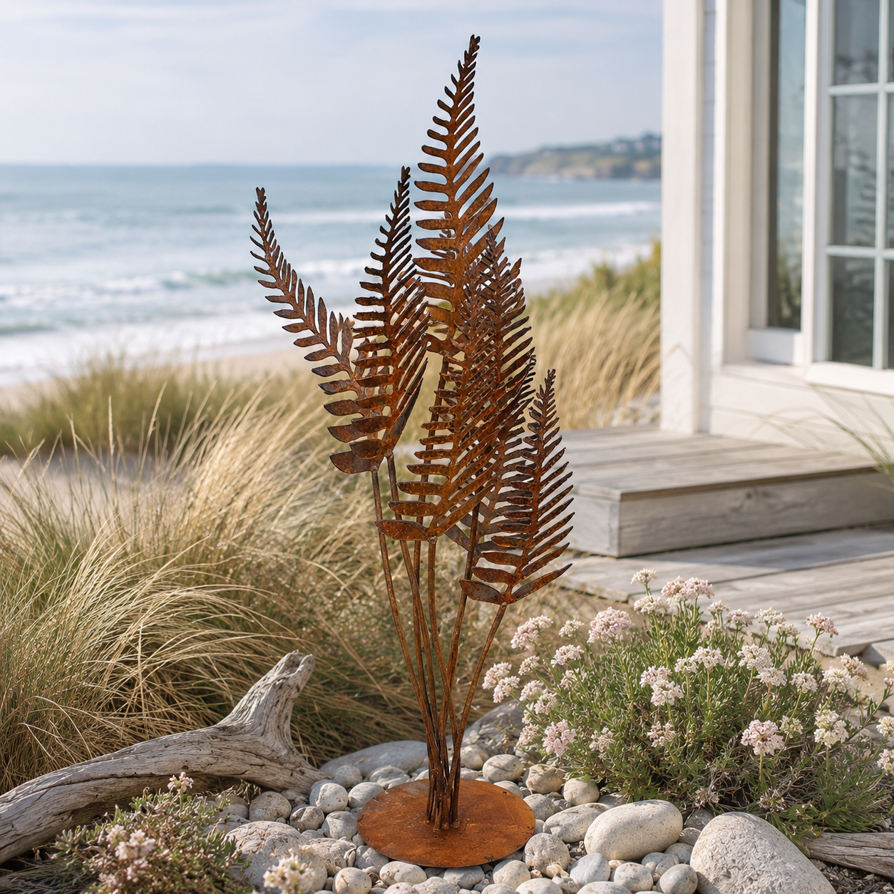 1pc of Rustic Rusty Metal Fern Leaf Sculpture (Silk Material)