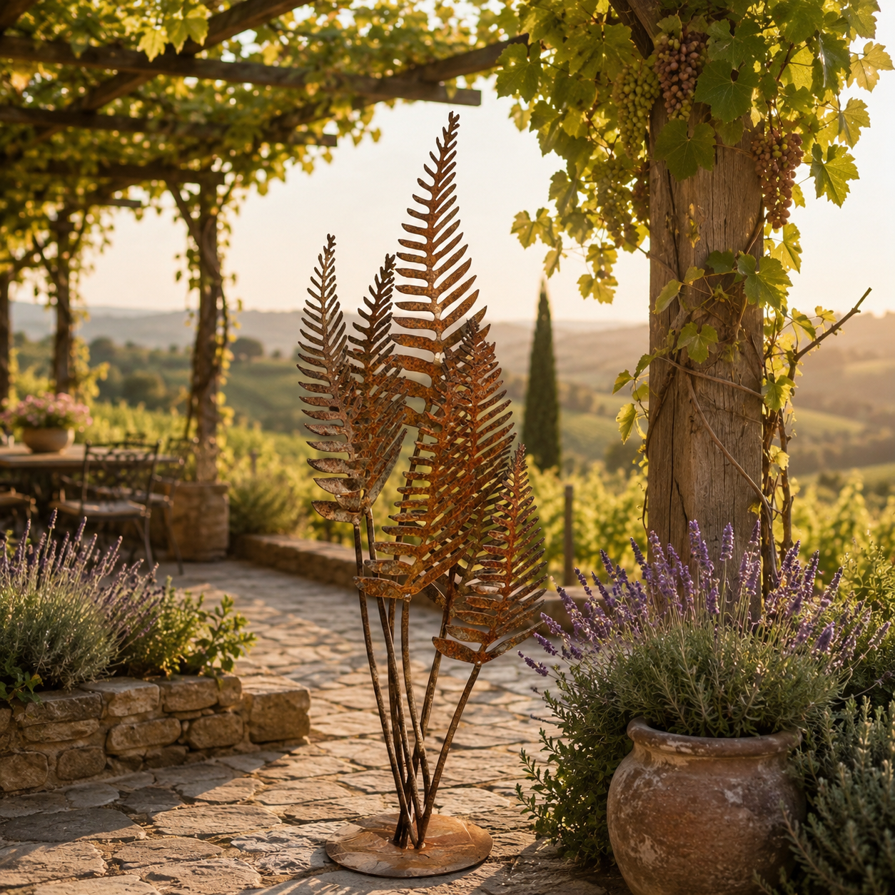 1pc of Rustic Rusty Metal Fern Leaf Sculpture (Silk Material)