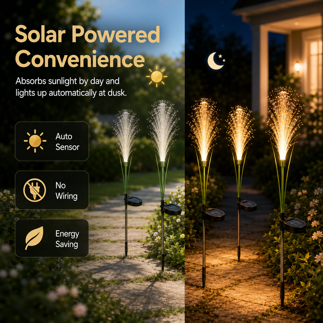 Solar Simulated Reed Lamp – Enchanting Fiber Optic Garden Light, Outdoor Waterproof