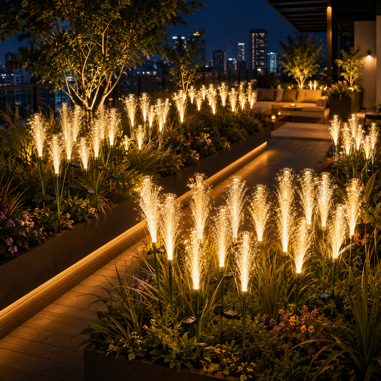 Solar Simulated Reed Lamp – Enchanting Fiber Optic Garden Light, Outdoor Waterproof