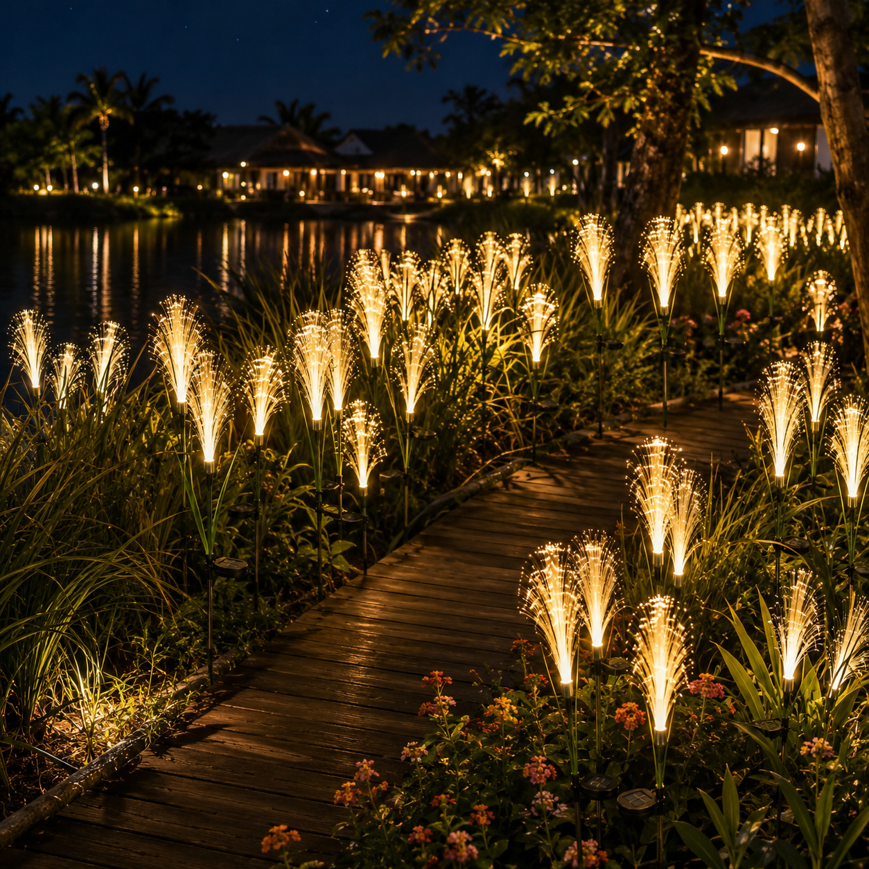 Solar Simulated Reed Lamp – Enchanting Fiber Optic Garden Light, Outdoor Waterproof