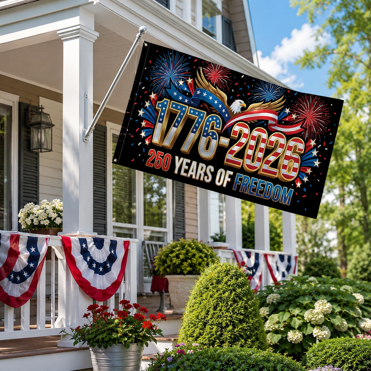 250 Anniversary Flag 1776-2026 USA Outdoor Anniversary Banner Decorations
