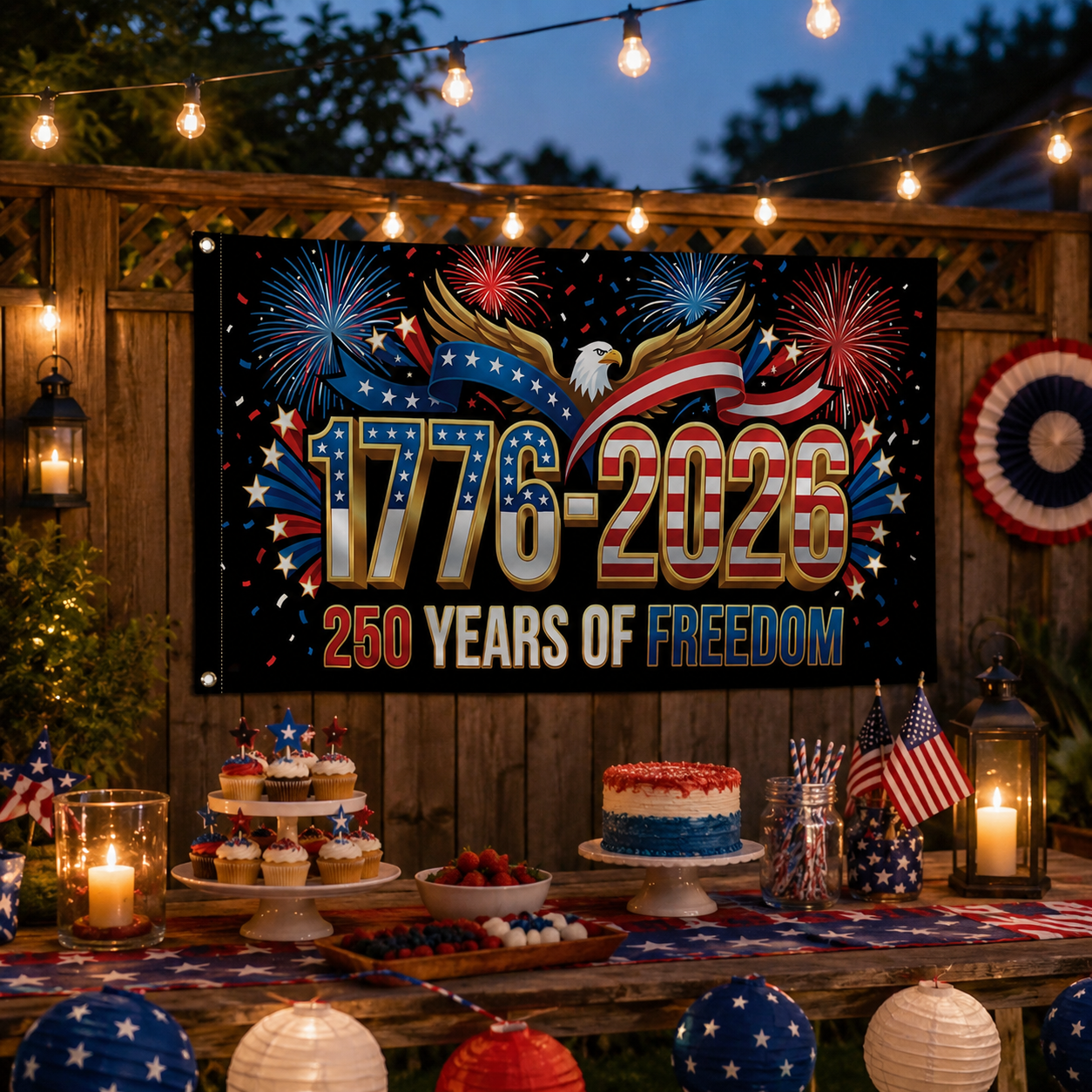 250 Anniversary Flag 1776-2026 USA Outdoor Anniversary Banner Decorations