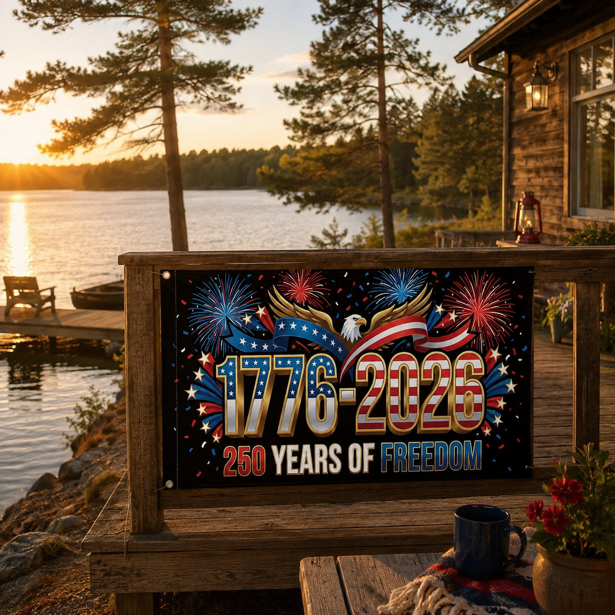 250 Anniversary Flag 1776-2026 USA Outdoor Anniversary Banner Decorations