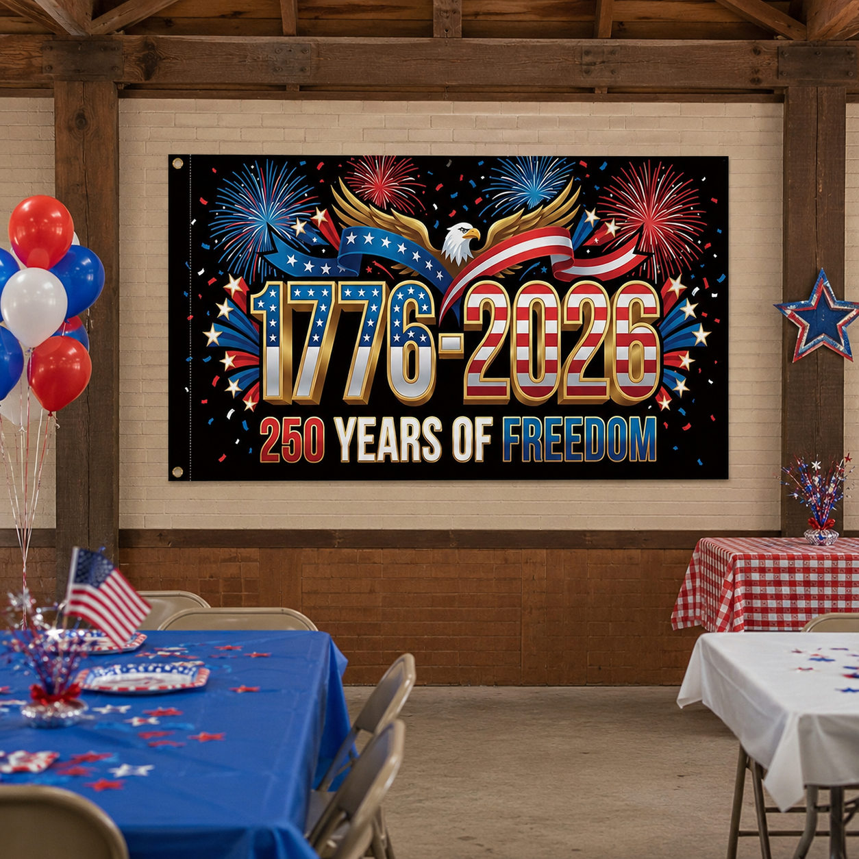 250 Anniversary Flag 1776-2026 USA Outdoor Anniversary Banner Decorations