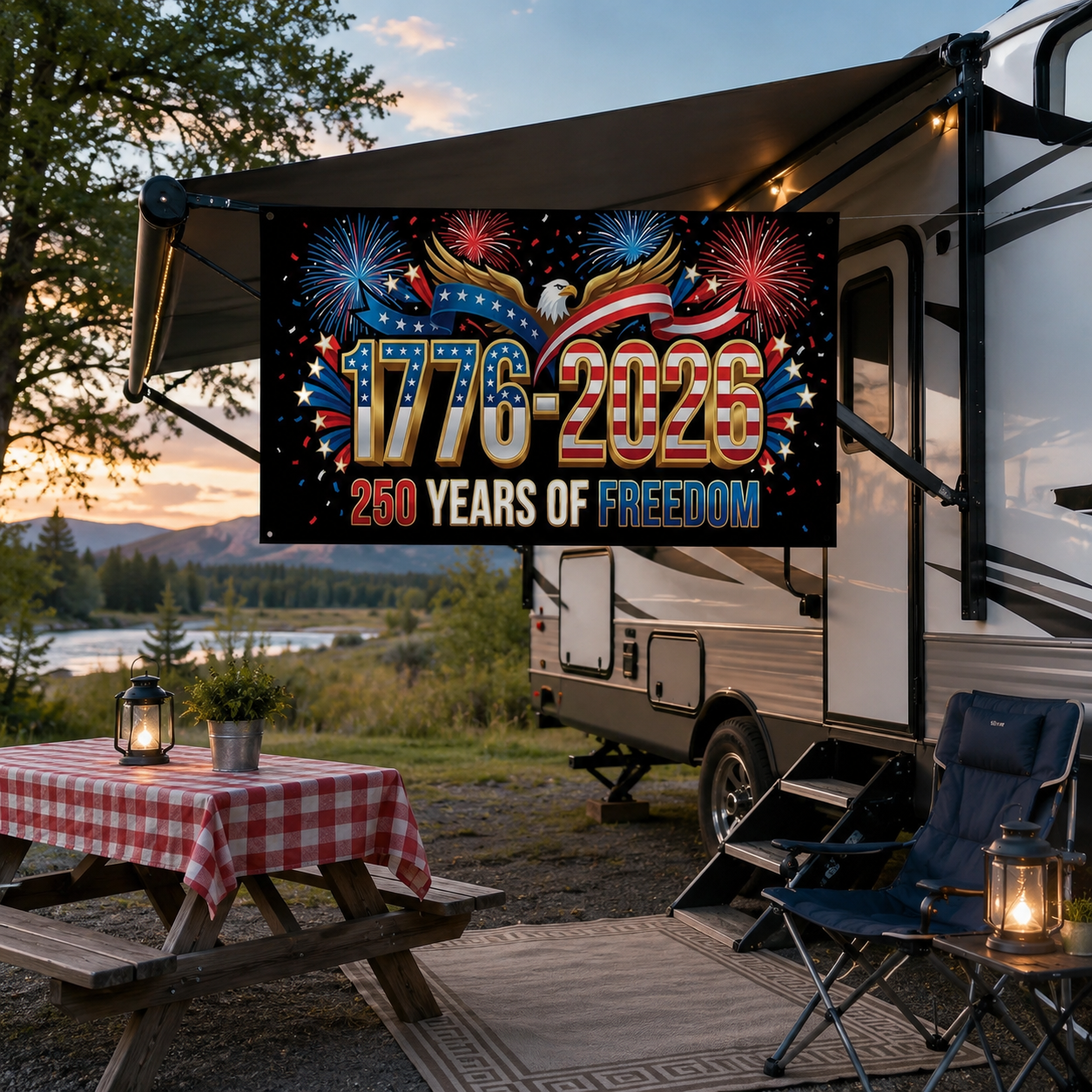 250 Anniversary Flag 1776-2026 USA Outdoor Anniversary Banner Decorations