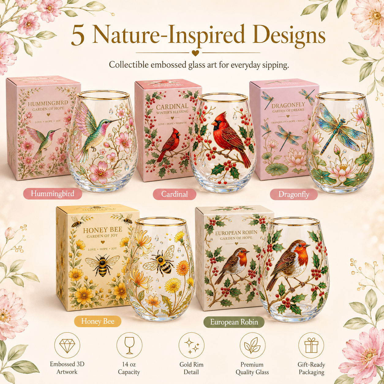 🌸🌿 Limited Edition 2026 Garden Morning Bliss Glass Tea Cup☀️☕