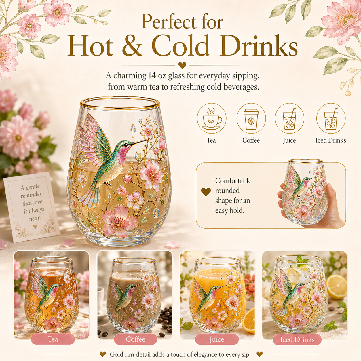 🌸🌿 Limited Edition 2026 Garden Morning Bliss Glass Tea Cup☀️☕