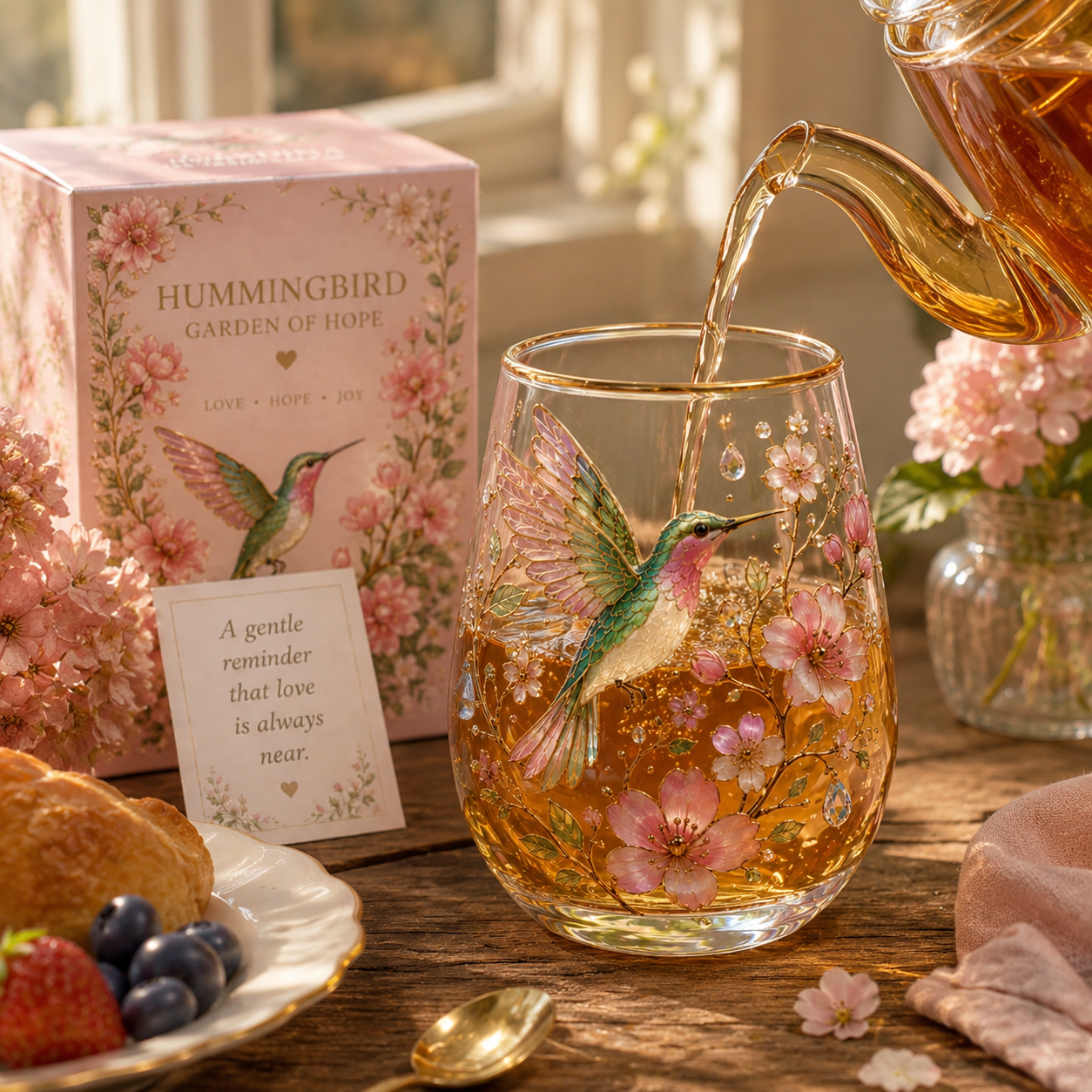 🌸🌿 Limited Edition 2026 Garden Morning Bliss Glass Tea Cup☀️☕