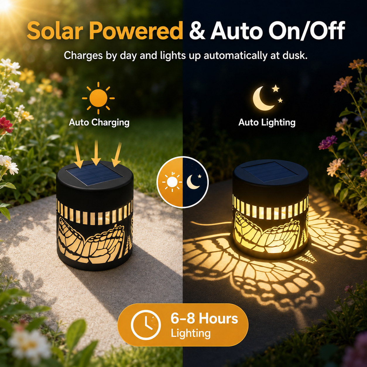 Color Changing Butterfly Solar Fence Lights with 7 Color Modes