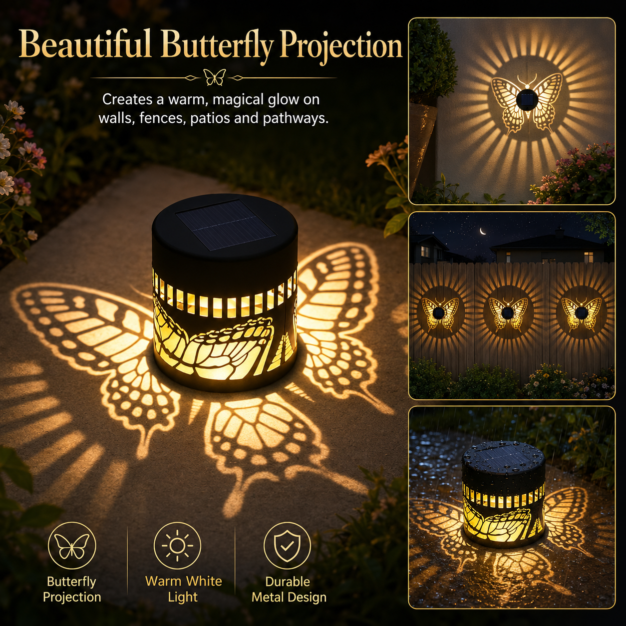 Color Changing Butterfly Solar Fence Lights with 7 Color Modes
