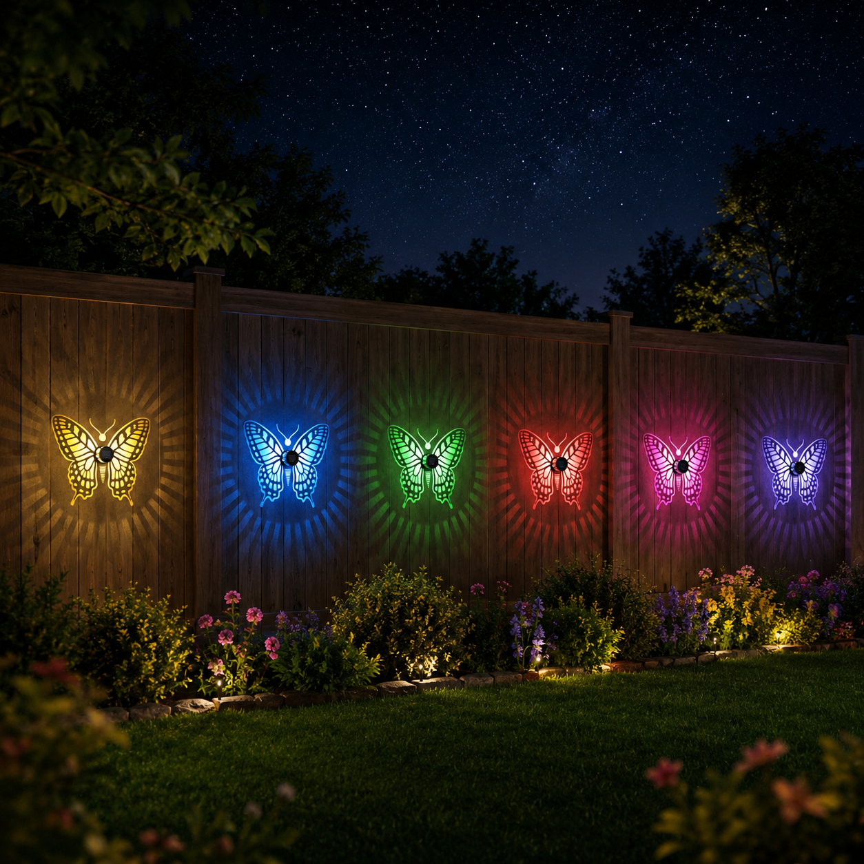 Color Changing Butterfly Solar Fence Lights with 7 Color Modes