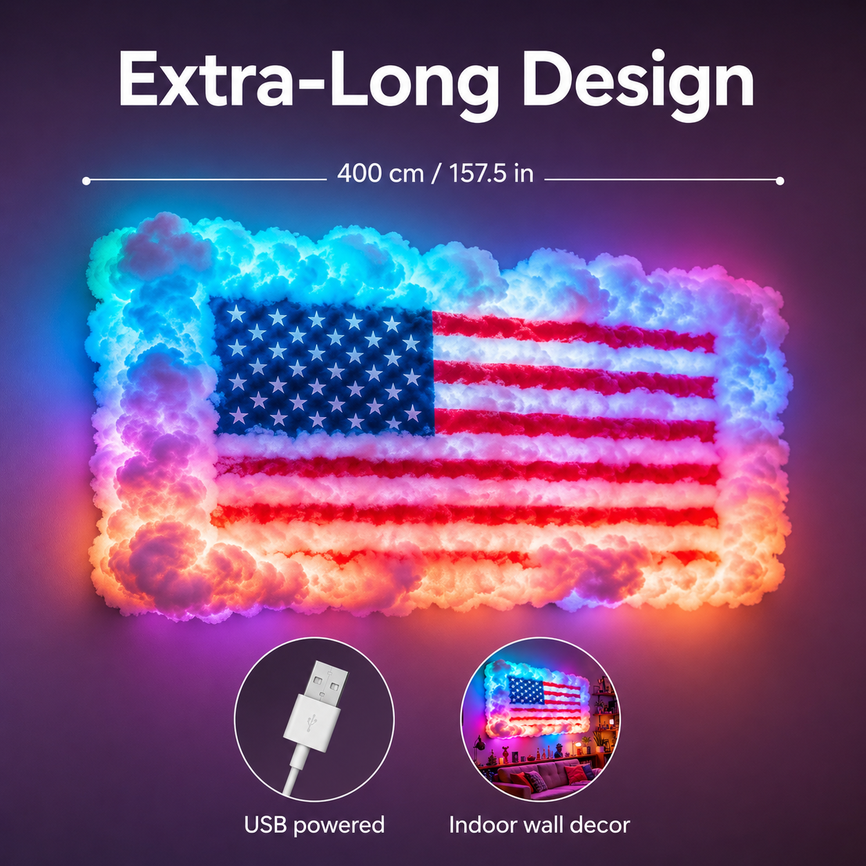 American Flag Rainbow Cloud Light