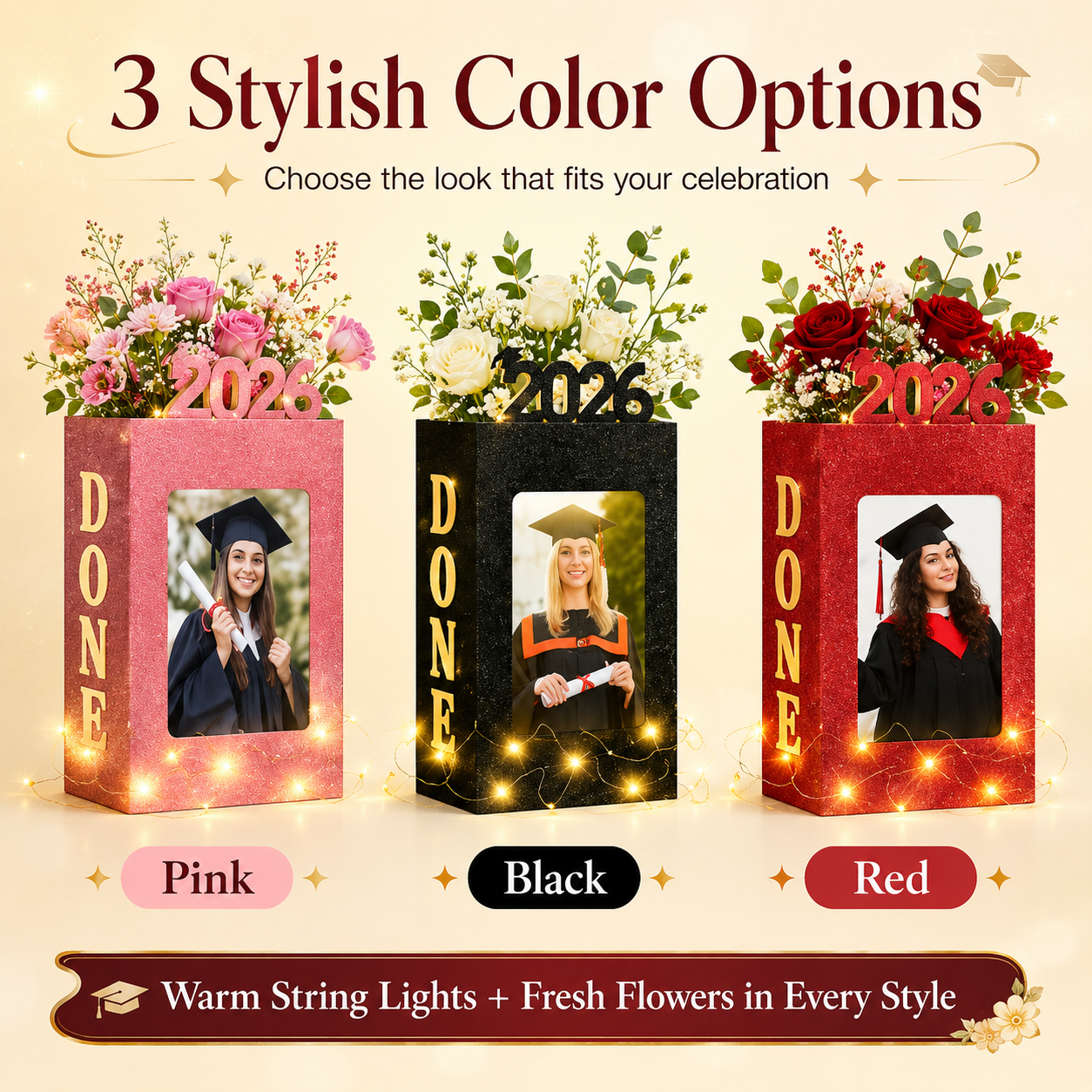 Set of 4 2026 Graduation Photo Frame Lanterns with Lights