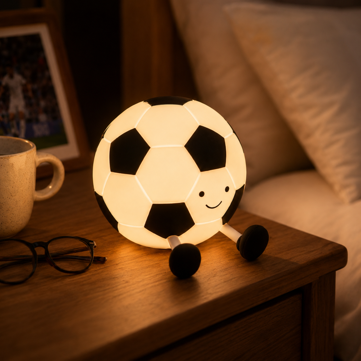 Soccer Ball Rechargeable Night Light with Phone Holder