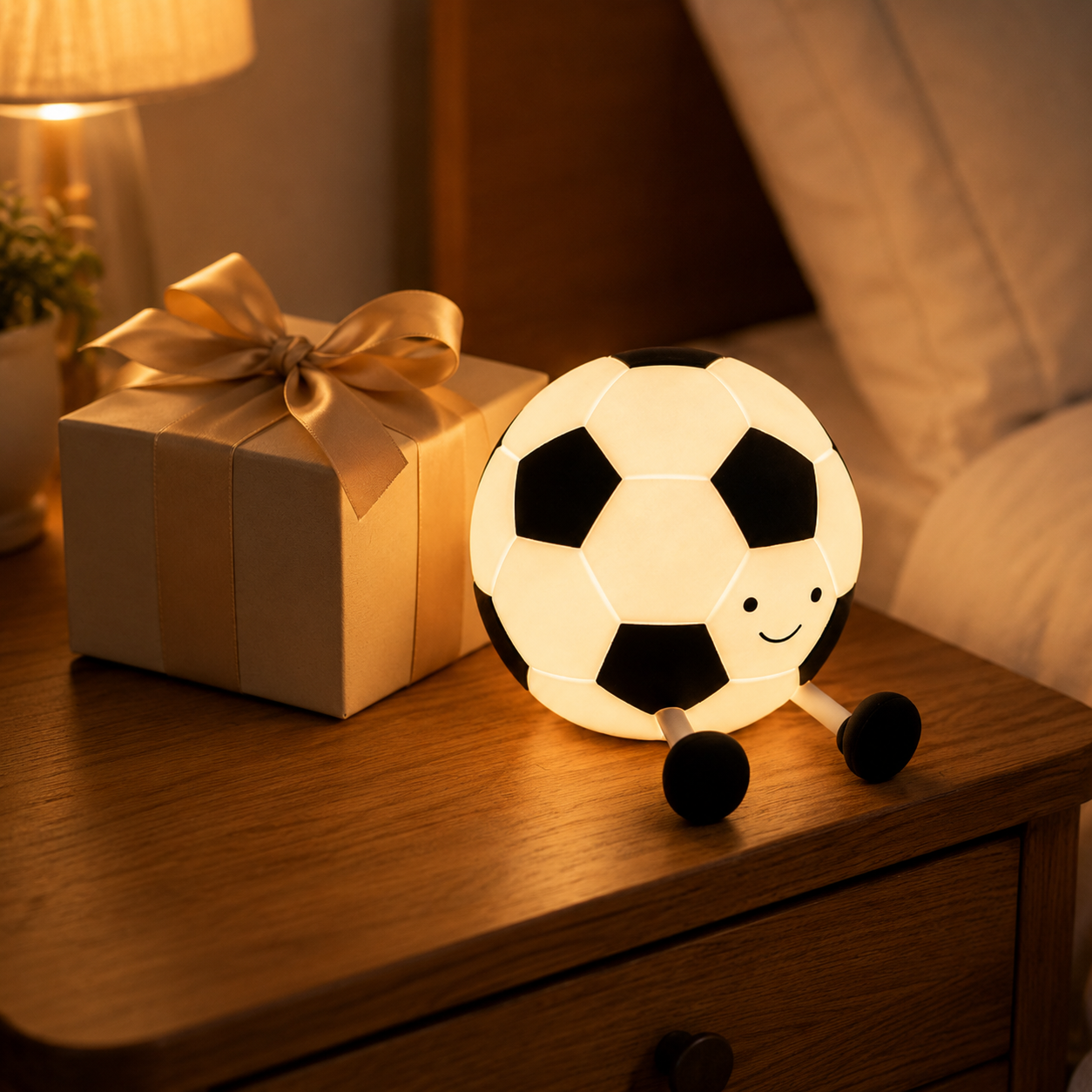 Soccer Ball Rechargeable Night Light with Phone Holder