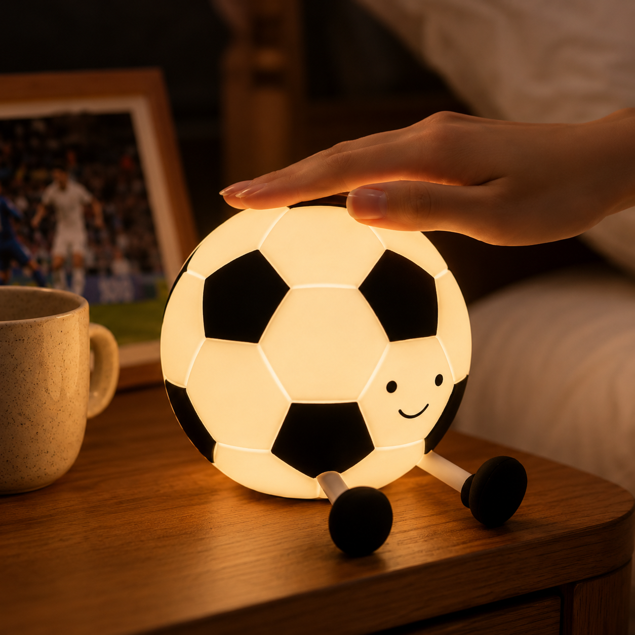 Soccer Ball Rechargeable Night Light with Phone Holder