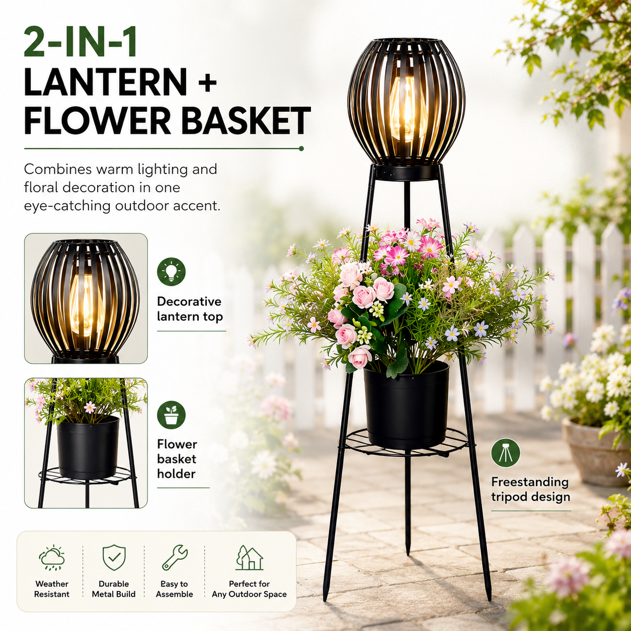 Solar Garden Lantern Plant Stand