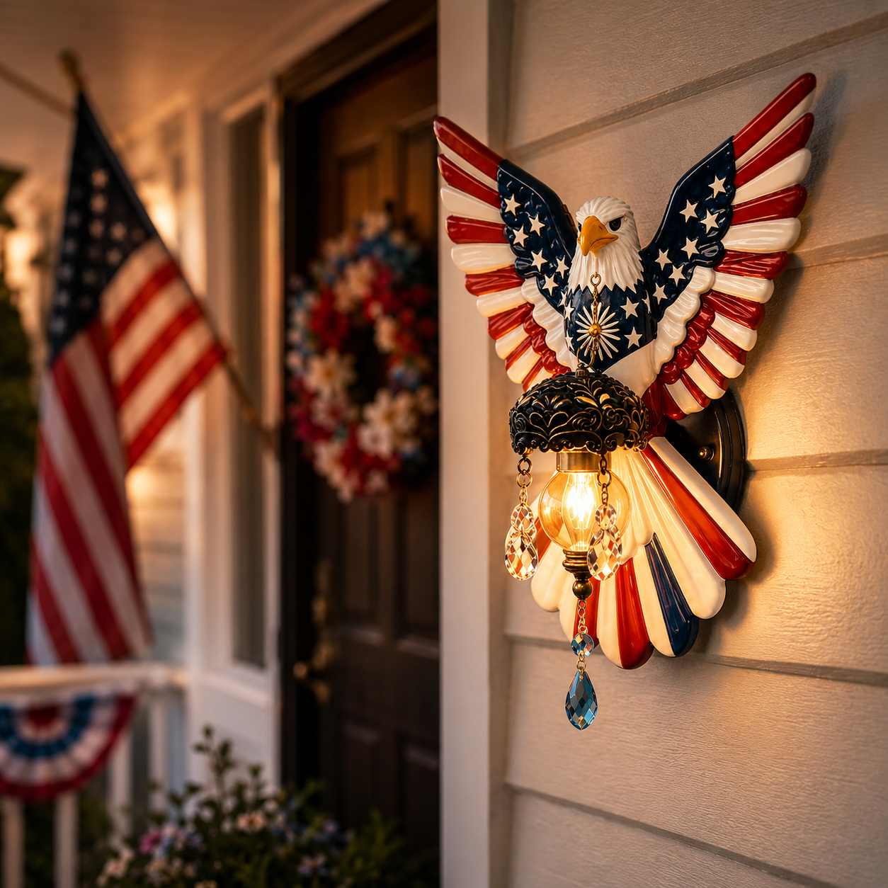 Independence Day Patriotic Eagle Statue Wall Lamp