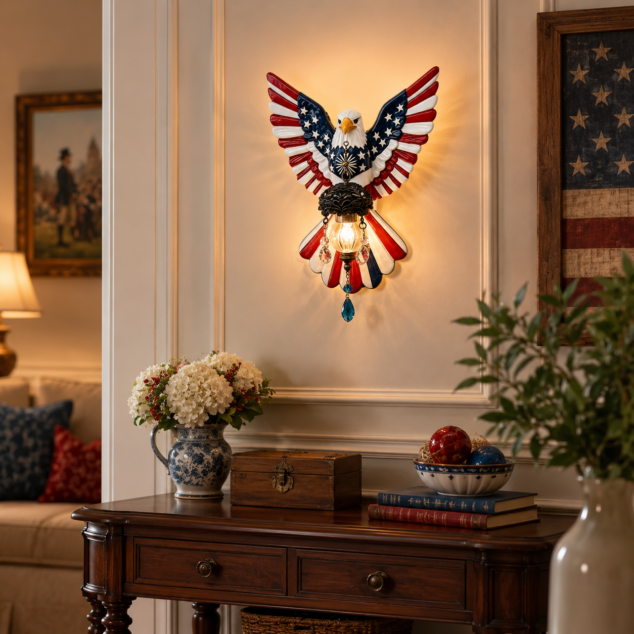 Independence Day Patriotic Eagle Statue Wall Lamp