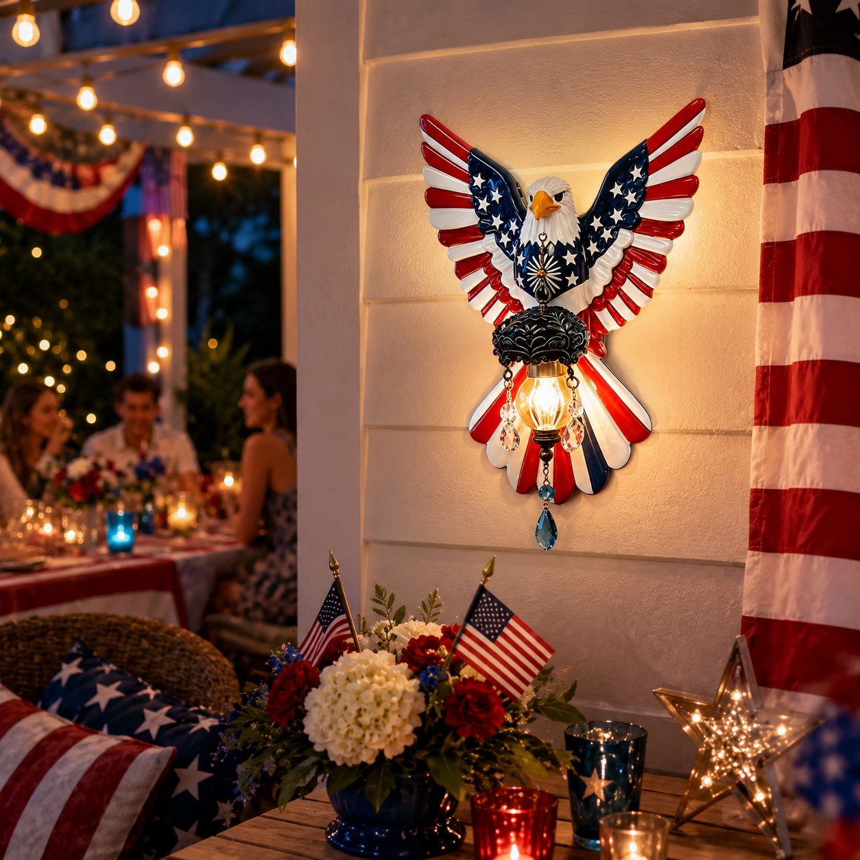 Independence Day Patriotic Eagle Statue Wall Lamp