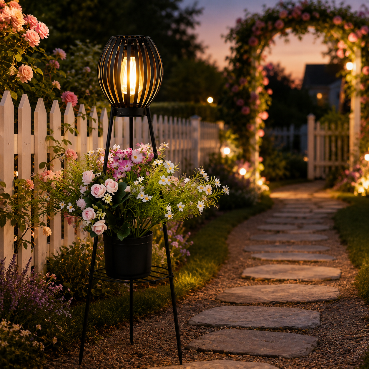 Solar Garden Lantern Plant Stand