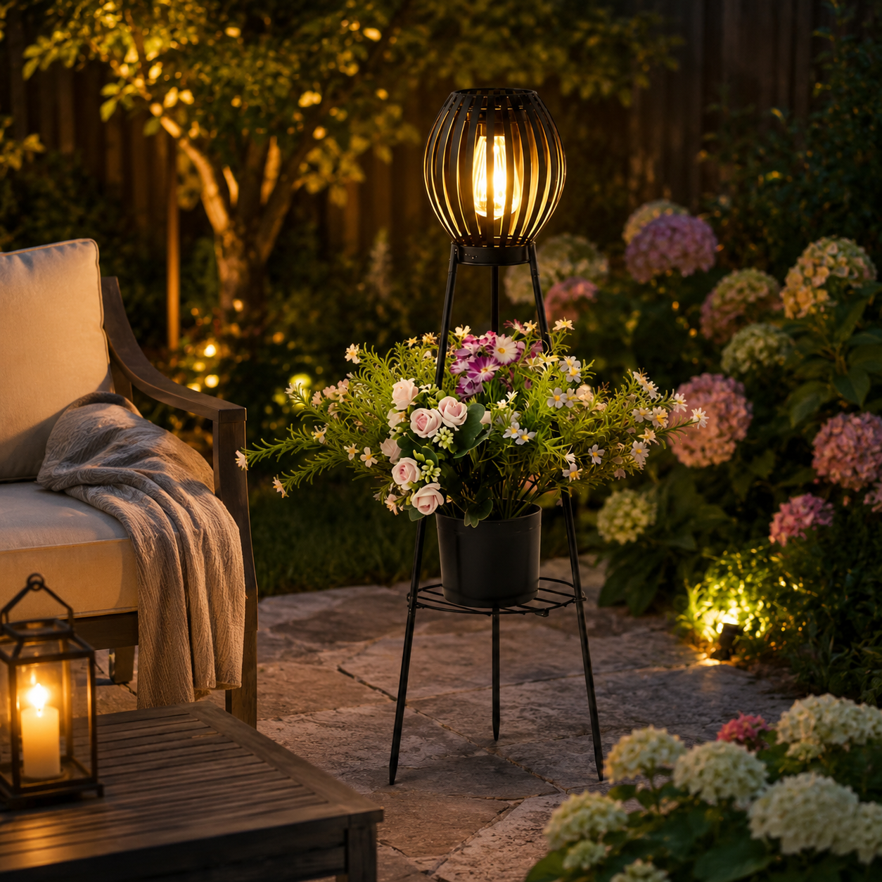 Solar Garden Lantern Plant Stand