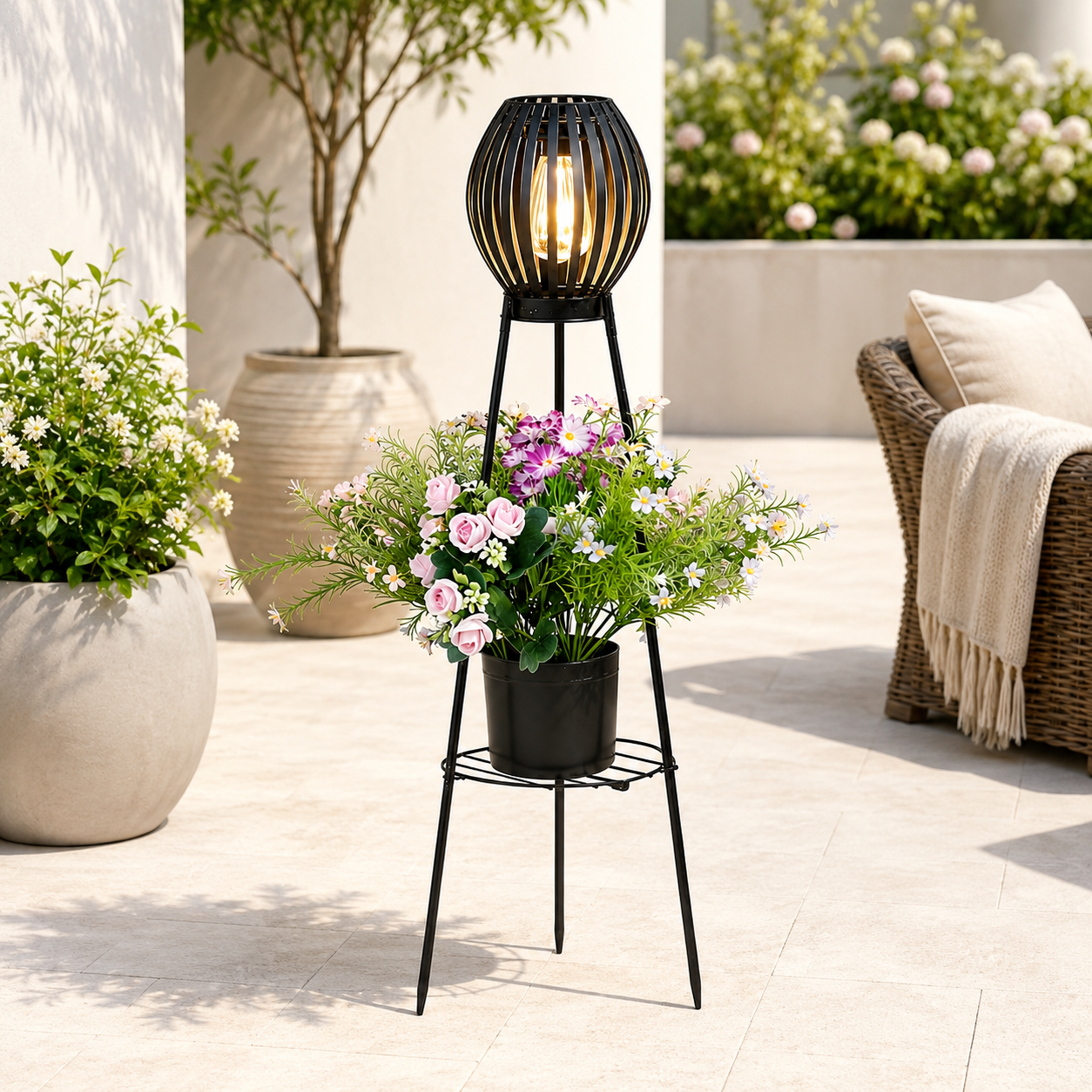 Solar Garden Lantern Plant Stand