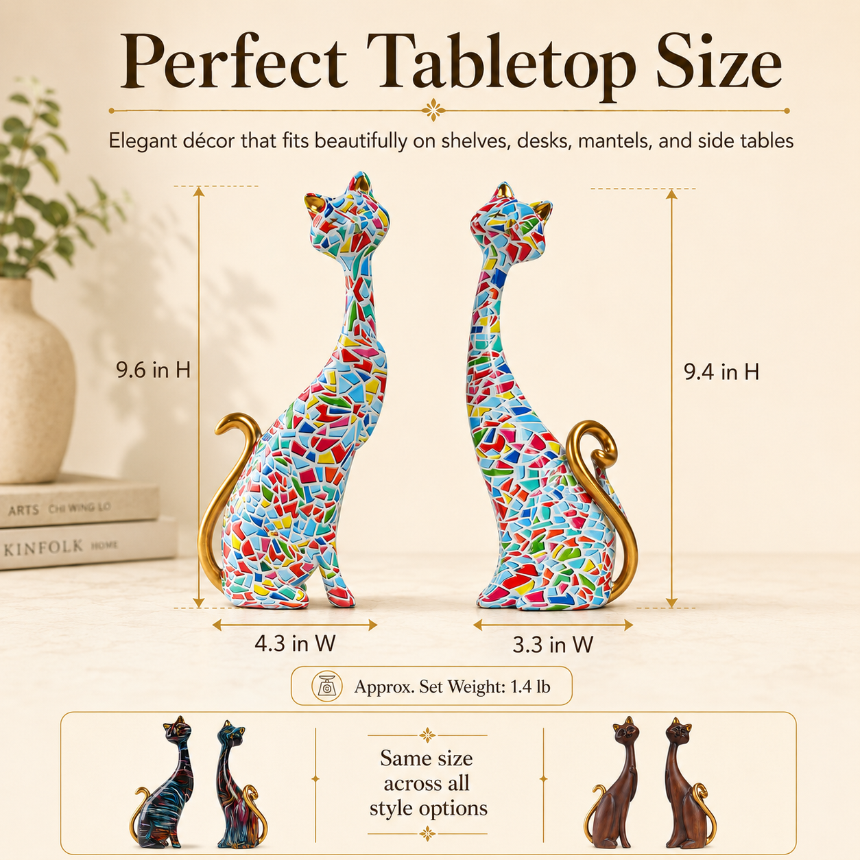 Abstract Cat Figurine Set