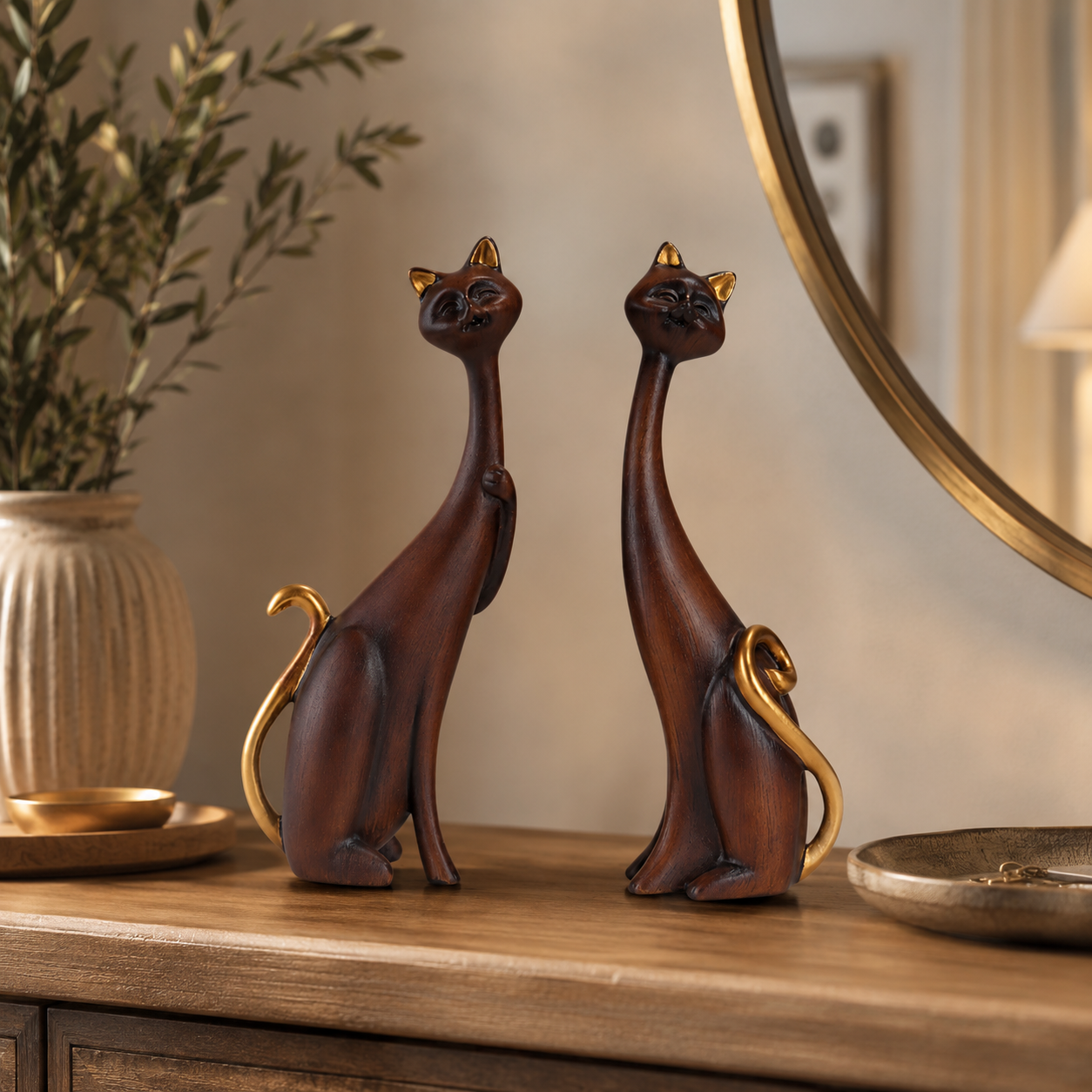 Abstract Cat Figurine Set
