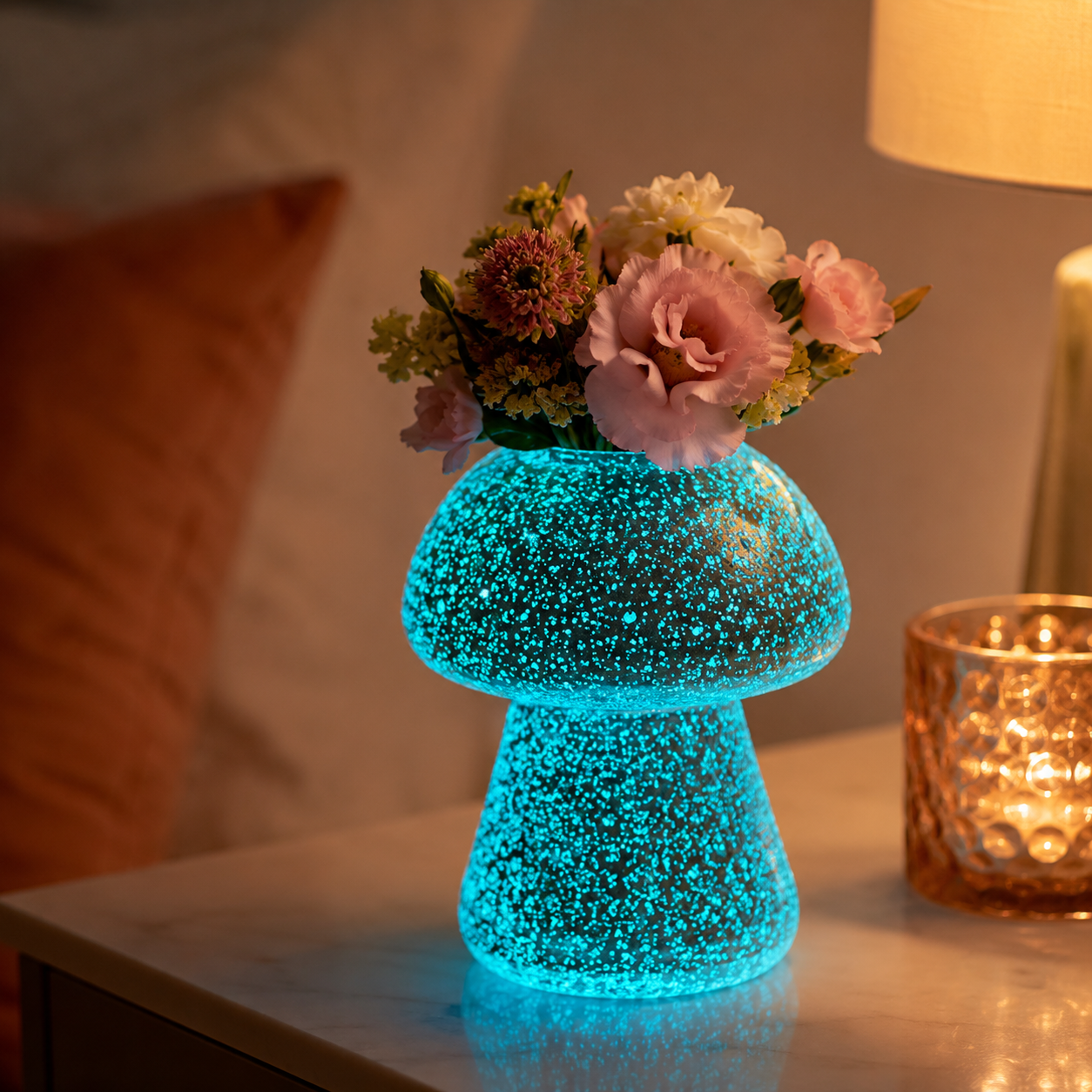 Night Glow Decorative Vase, Luminous Glass-Style Flower Vase for Home Table Decor