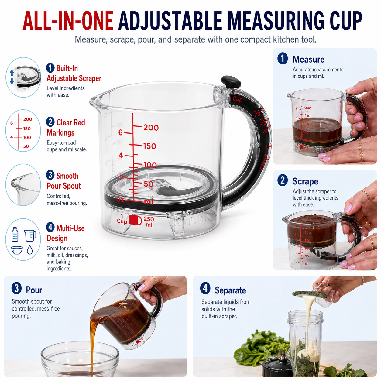 Portable Adjustable Measuring Cup