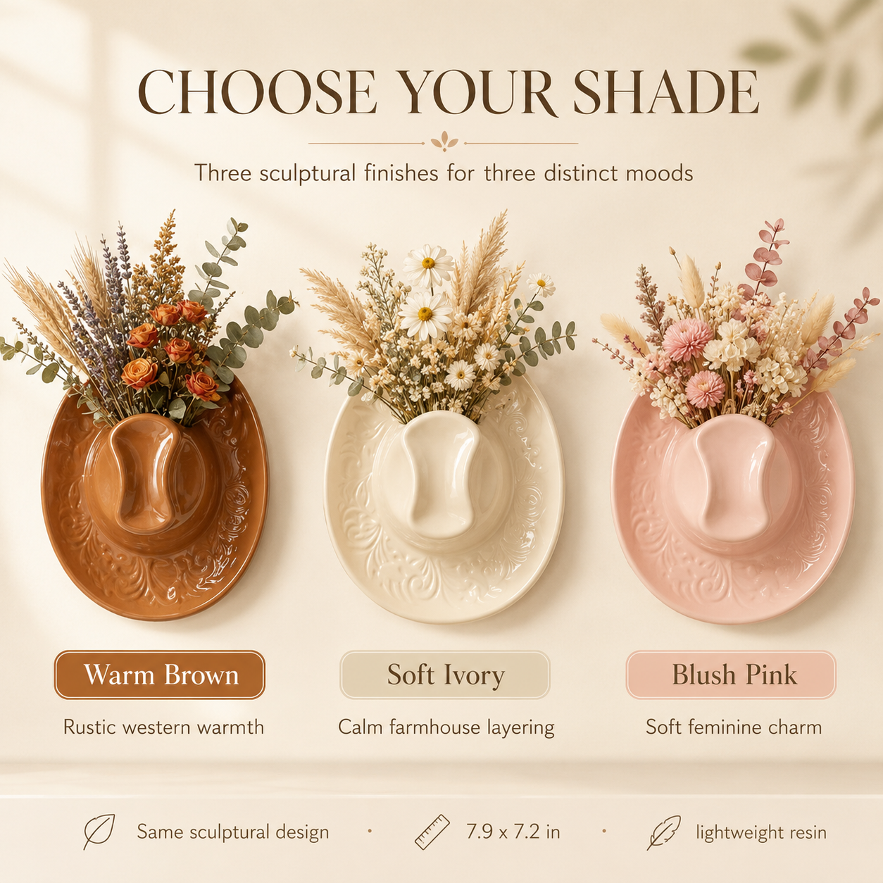 Prairie Bloom Western Hat Wall Vase