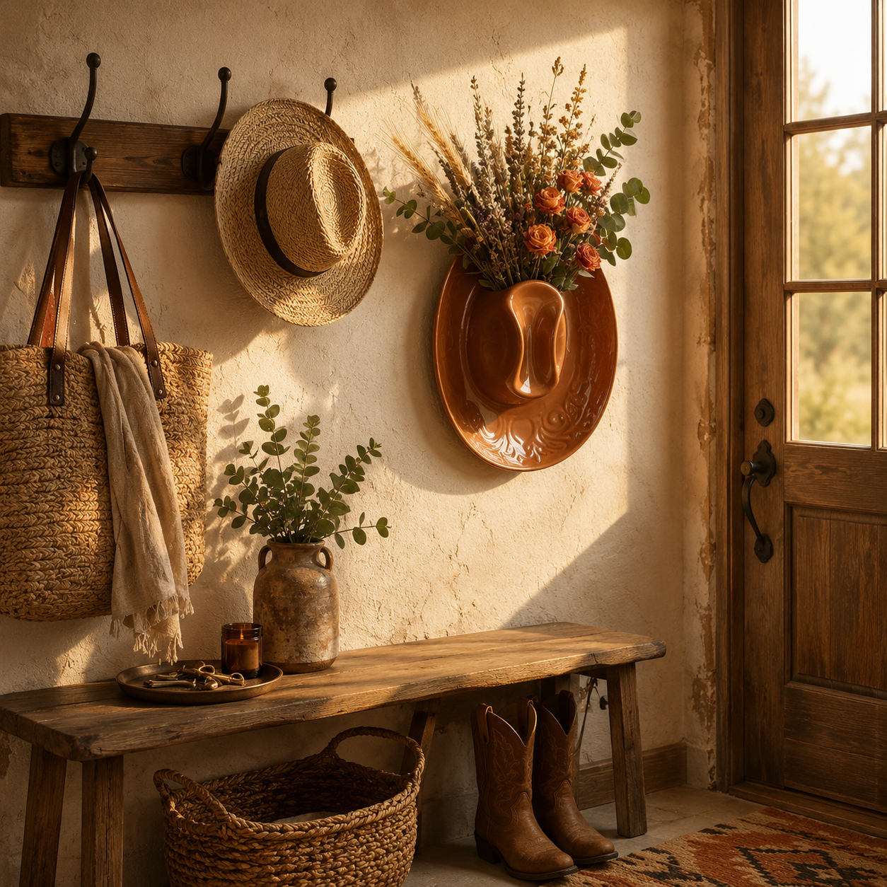 Prairie Bloom Western Hat Wall Vase