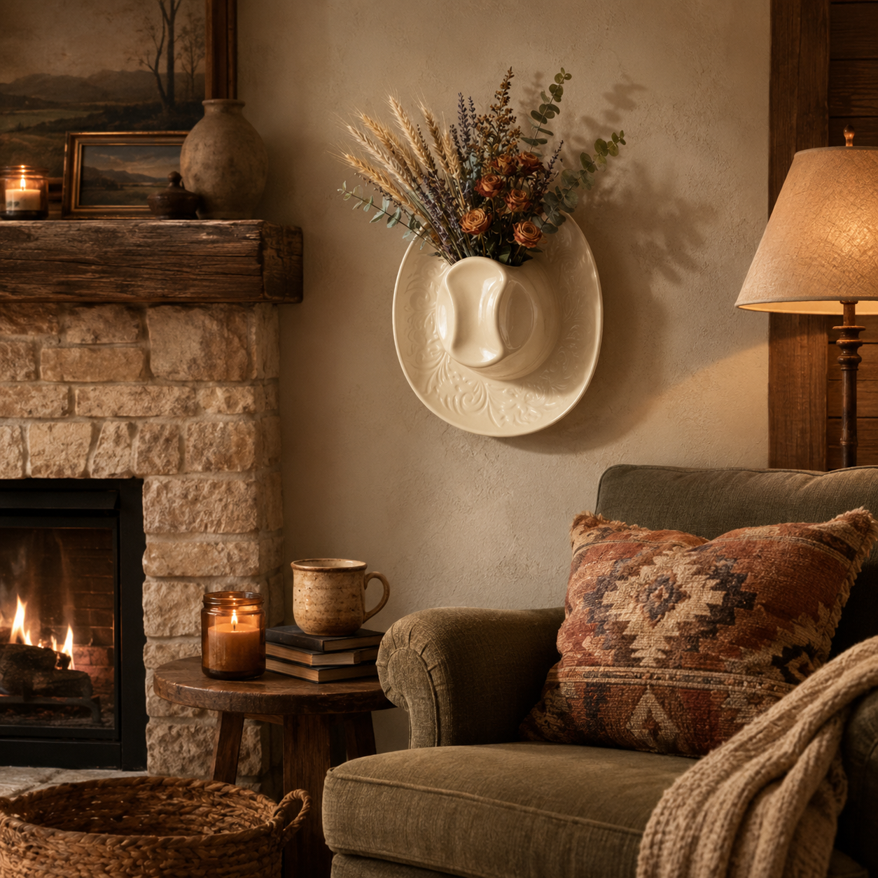 Prairie Bloom Western Hat Wall Vase