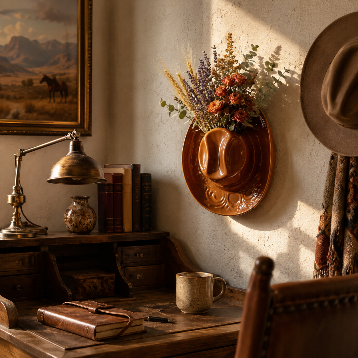 Prairie Bloom Western Hat Wall Vase
