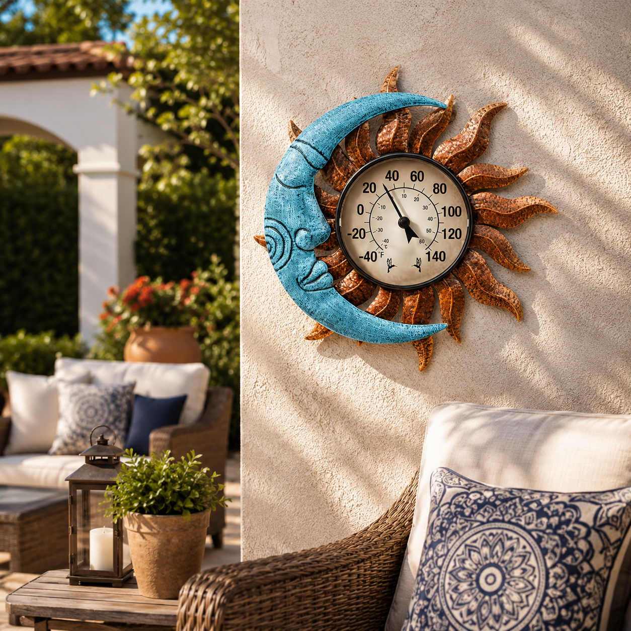 Sun & Moon Outdoor Thermometer with Backlight