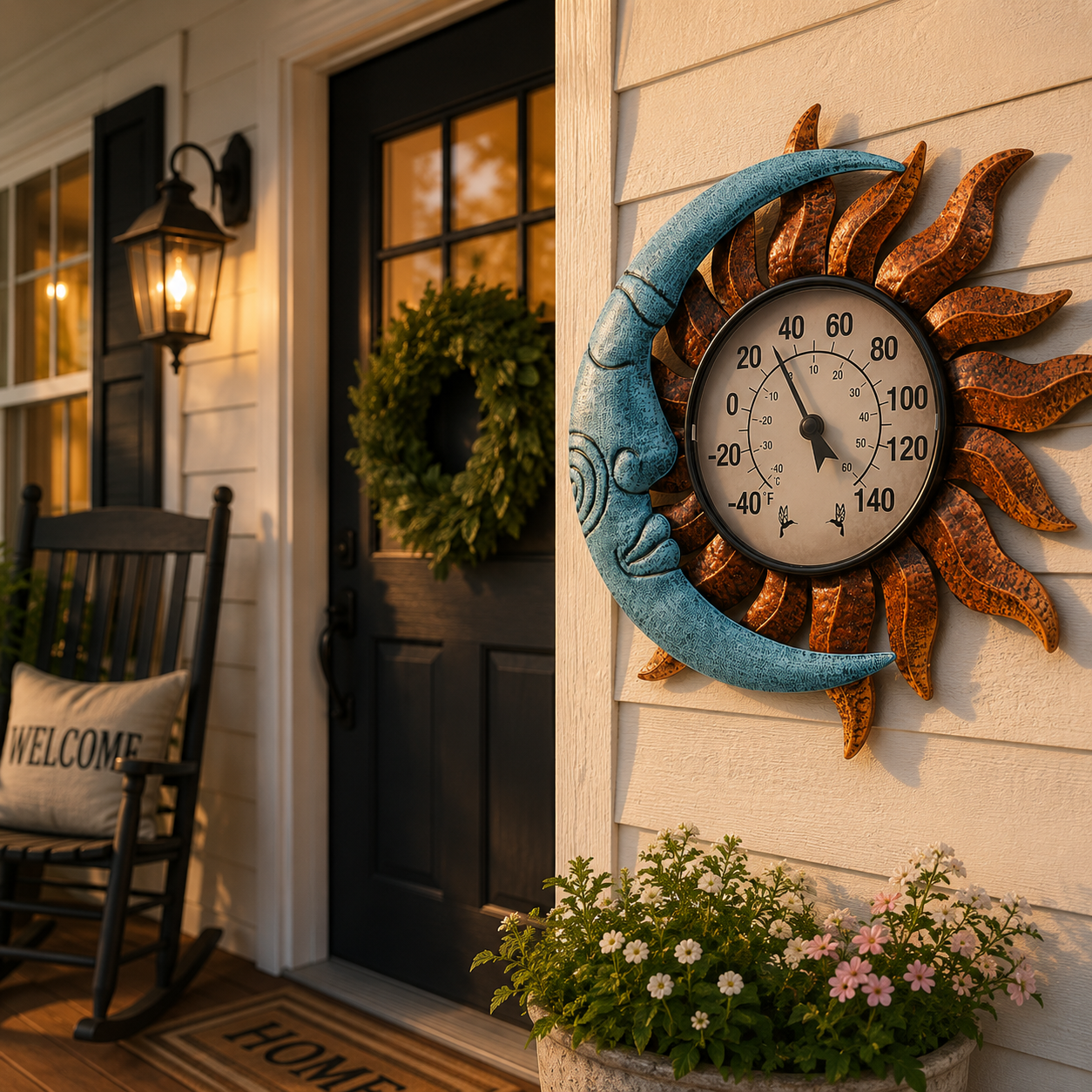 Sun & Moon Outdoor Thermometer with Backlight