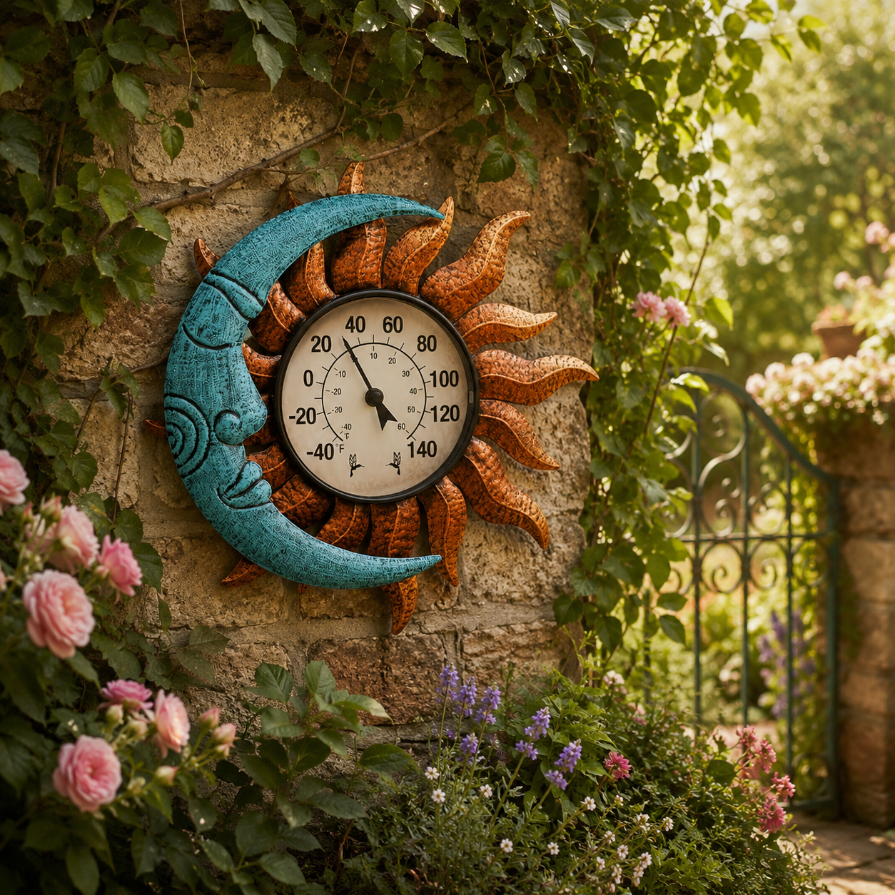Sun & Moon Outdoor Thermometer with Backlight
