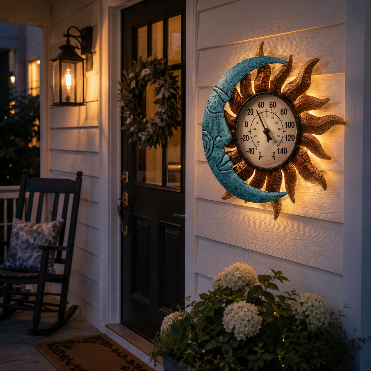 Sun & Moon Outdoor Thermometer with Backlight